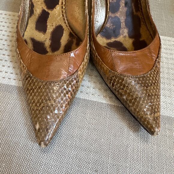 Dolce & Gabbana Brown Python Pointed-Toe Slingback Pumps Size 37 US 6.5 - Picture 2 of 8